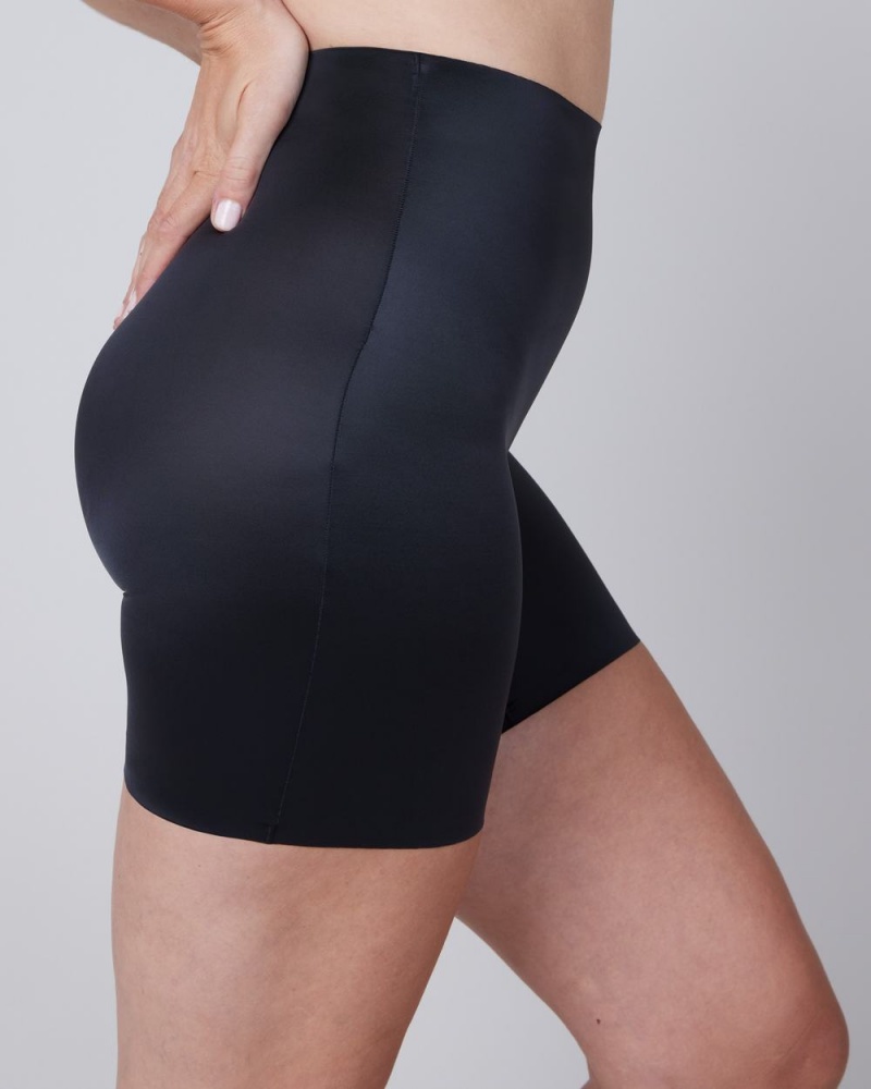 Spanx Shaping Satin Mid-thigh Shorts Black | 47860-ELTO