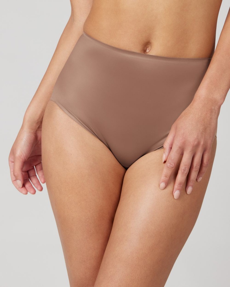 Spanx Shaping Satin Panties Cafe Au Lait | 58719-EMDA