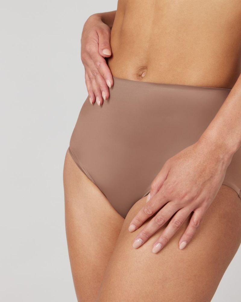 Spanx Shaping Satin Panties Cafe Au Lait | 58719-EMDA