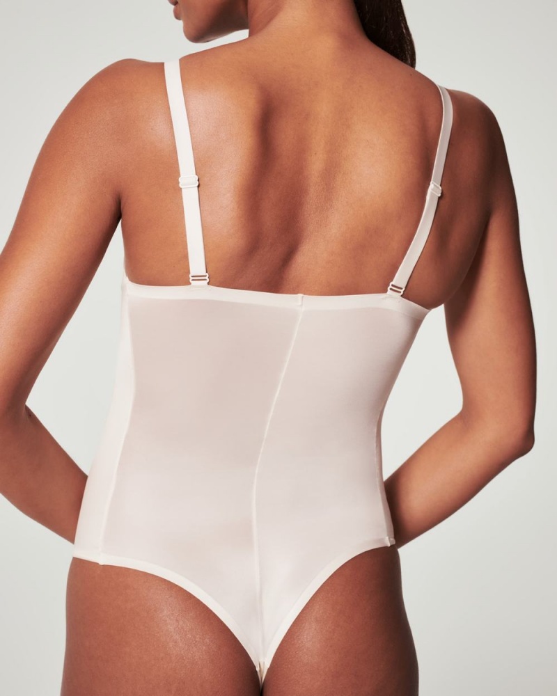 Spanx Shaping Satin Thong Bodysuits Beige | 74310-HSYC