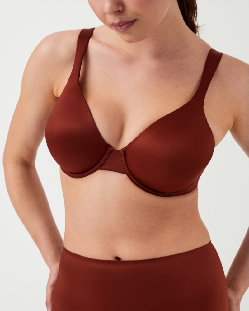 Spanx Shaping Satin Unlined Full Coverage Bras Red | 54697-KDHY