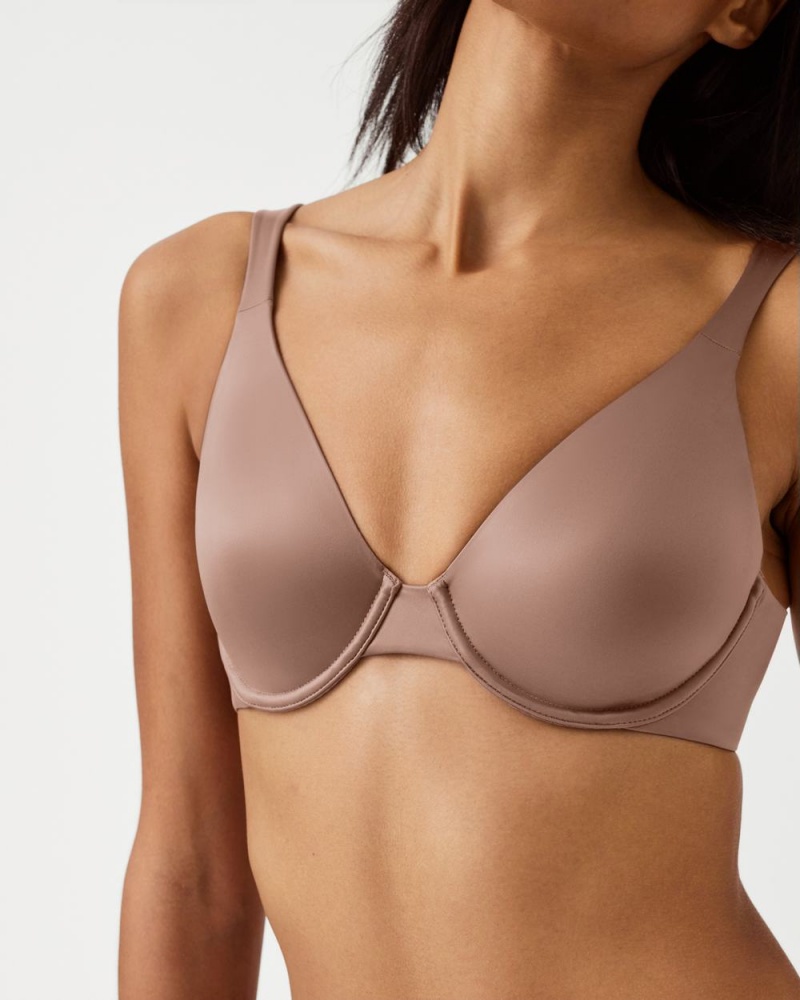 Spanx Shaping Satin Unlined Full Coverage Bras Cafe Au Lait | 91480-BKTQ