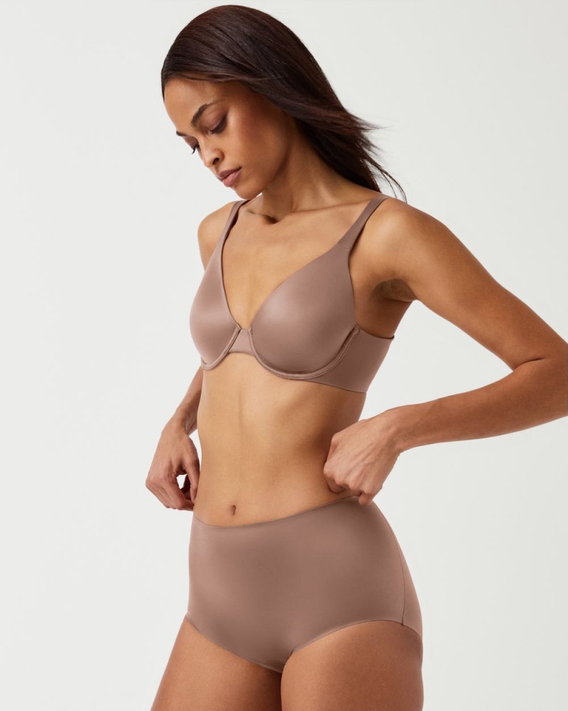 Spanx Shaping Satin Unlined Full Coverage Bras Cafe Au Lait | 91480-BKTQ