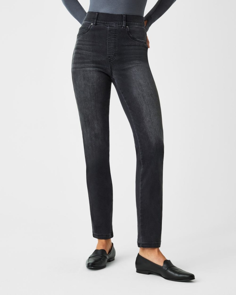 Spanx Straight Leg Jeans Black | 07168-BAEY