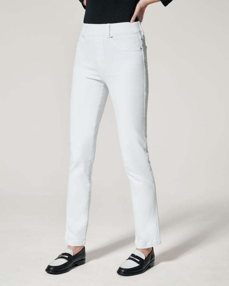 Spanx Straight Leg Jeans White | 95308-ZTLK