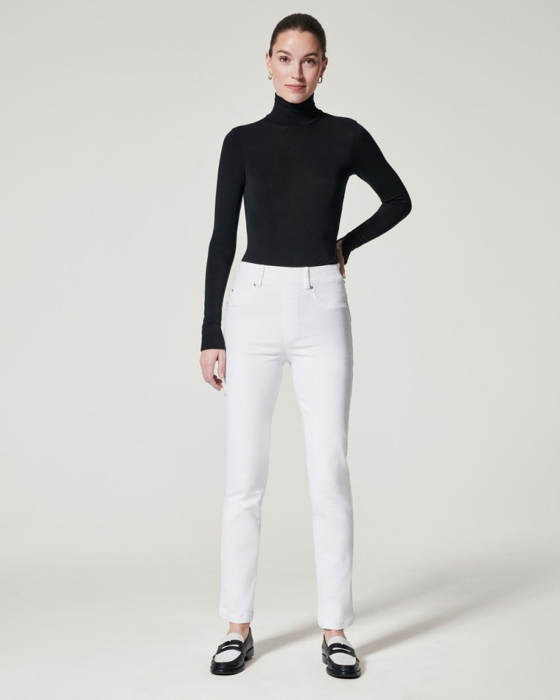 Spanx Straight Leg Jeans White | 95308-ZTLK