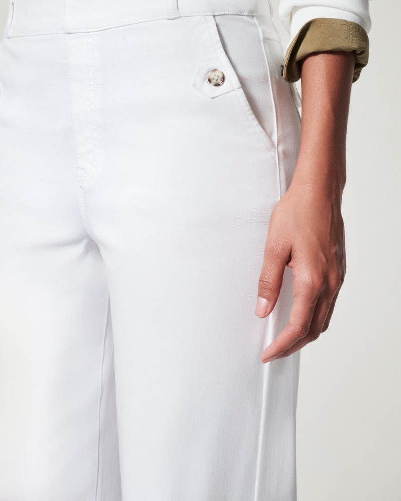 Spanx Stretch Twill Cropped Wide Leg Pants White | 85437-YEJL