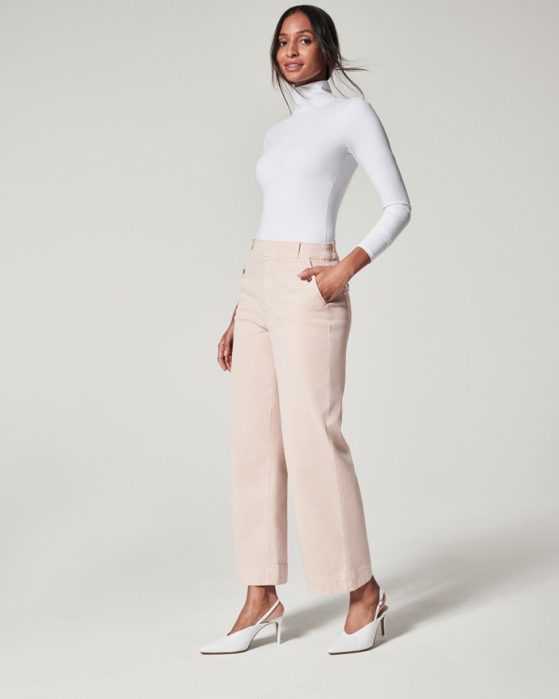 Spanx Stretch Twill Cropped Wide Leg Pants Pink | 47610-NHOC