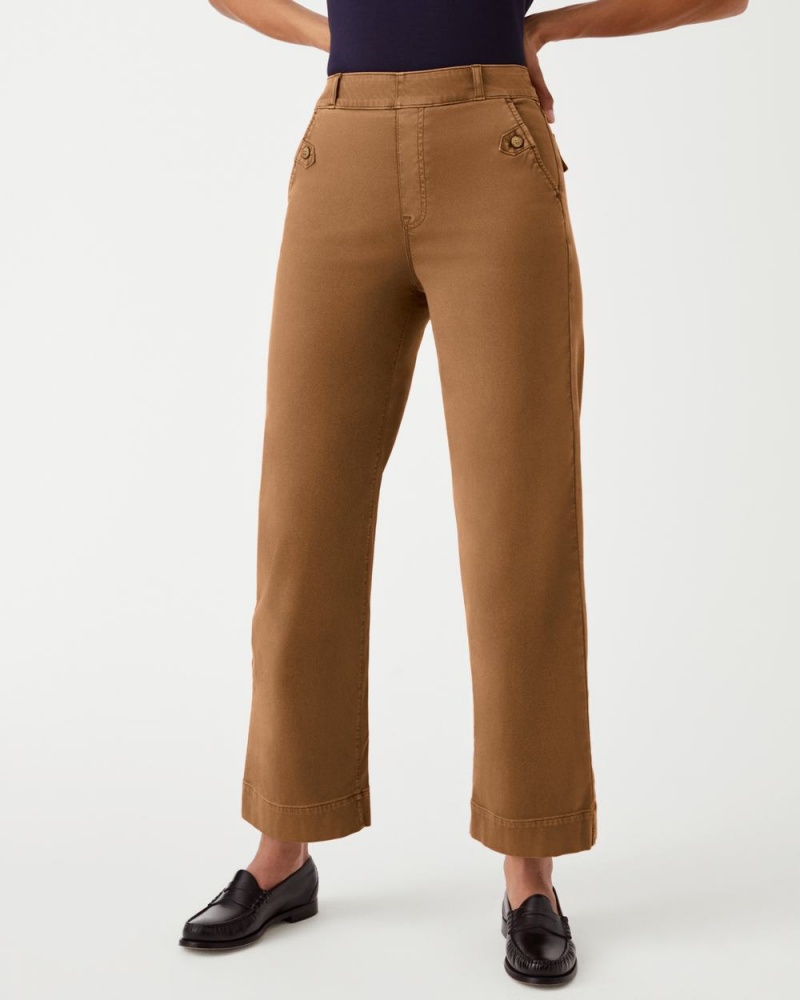 Spanx Stretch Twill Cropped Wide Leg Pants Brown | 76302-OQNX