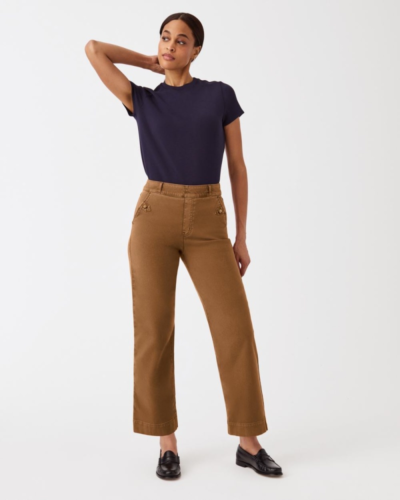 Spanx Stretch Twill Cropped Wide Leg Pants Brown | 76302-OQNX