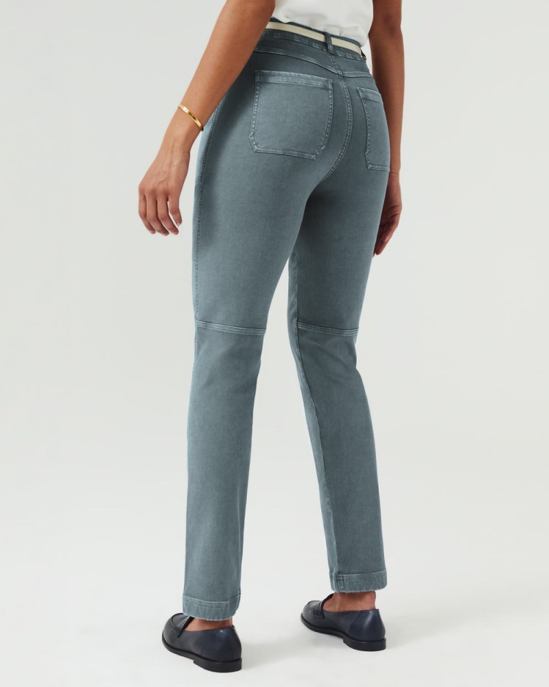 Spanx Stretch Twill Straight Leg Pants Blue Grey | 50897-MKUE