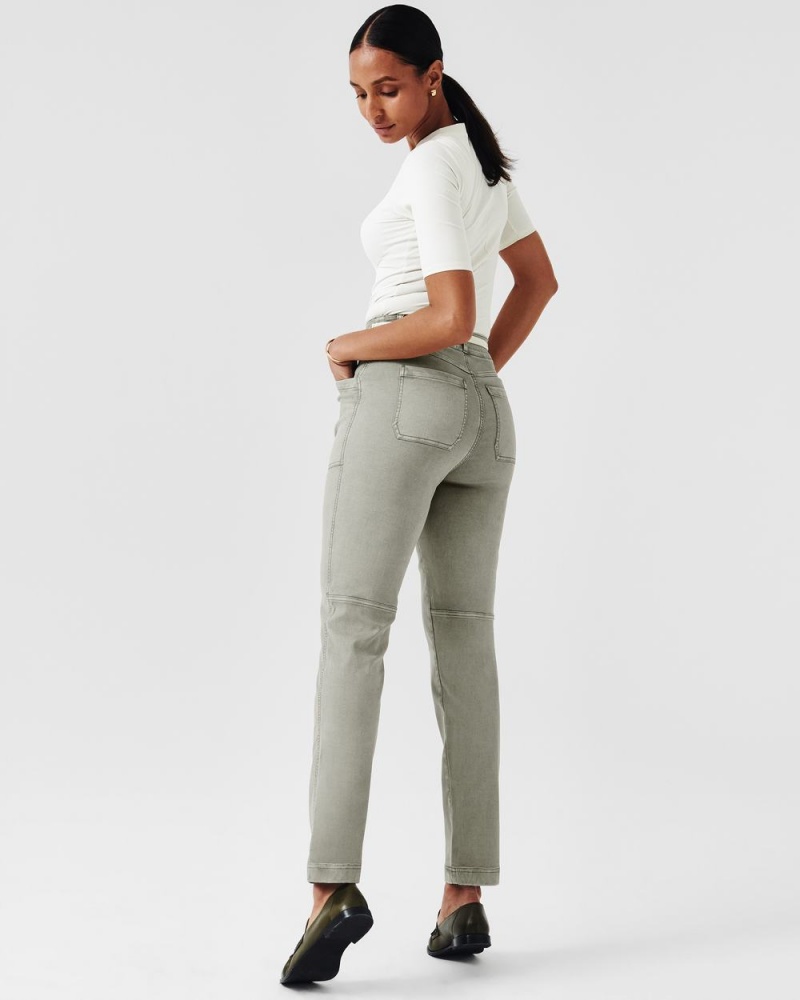 Spanx Stretch Twill Straight Leg Pants Olive | 17408-WHAX