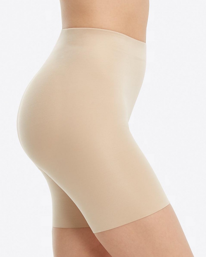 Spanx Suit Your Fancy Booty Booster Mid-Thigh Shorts Beige | 36251-GTMI