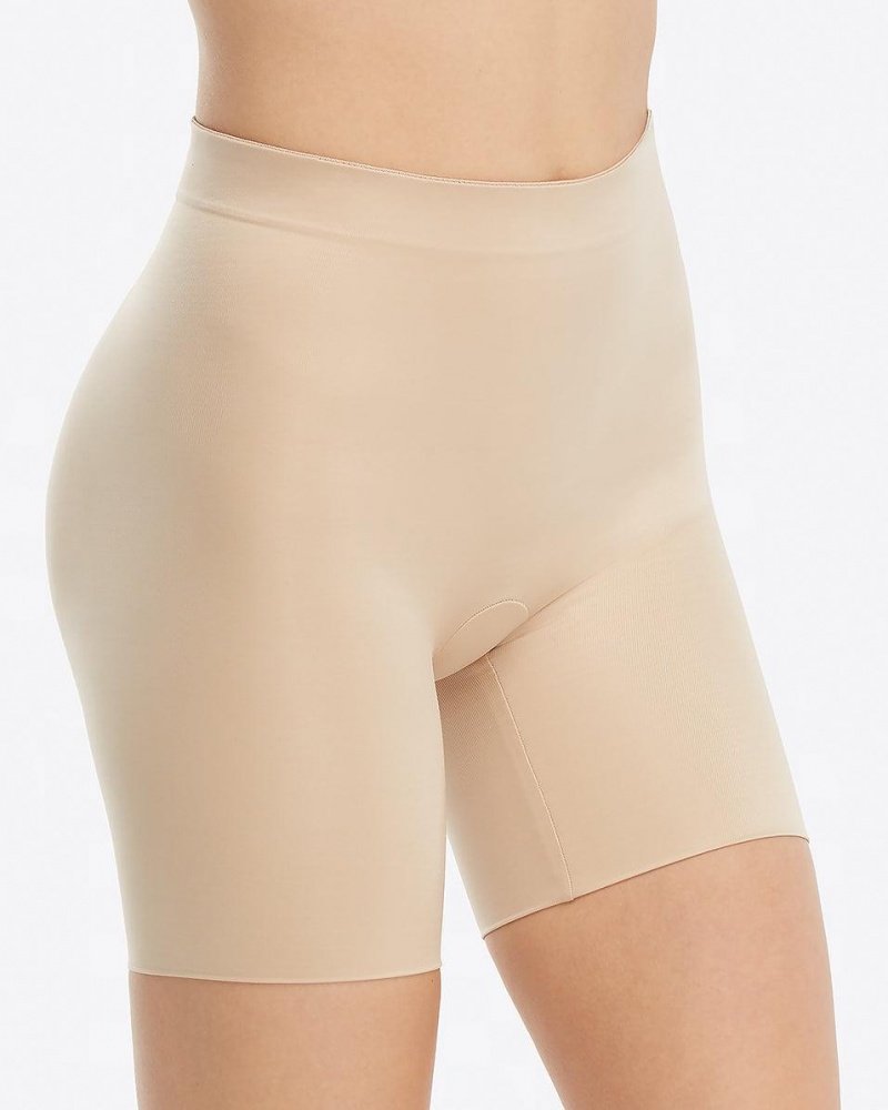 Spanx Suit Your Fancy Booty Booster Mid-Thigh Shorts Beige | 36251-GTMI