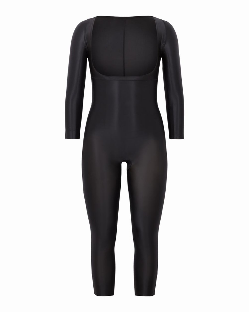 Spanx Suit Your Fancy Open-Bust 3/4 Sleeve Catsuit Black | 65923-YPMD