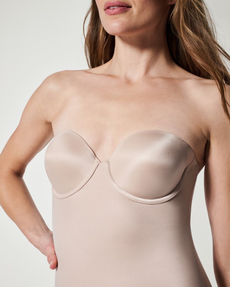 Spanx Suit Your Fancy Strapless Cupped Panty Bodysuits Beige | 60594-CNZI