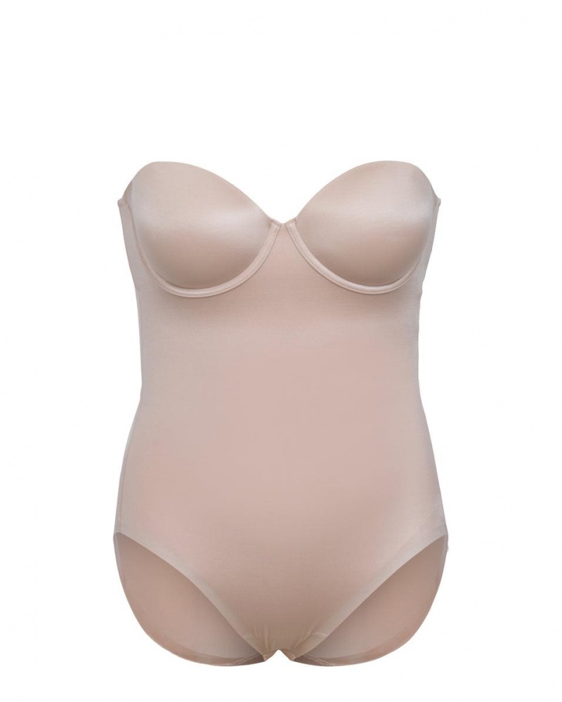 Spanx Suit Your Fancy Strapless Cupped Panty Bodysuits Beige | 60594-CNZI