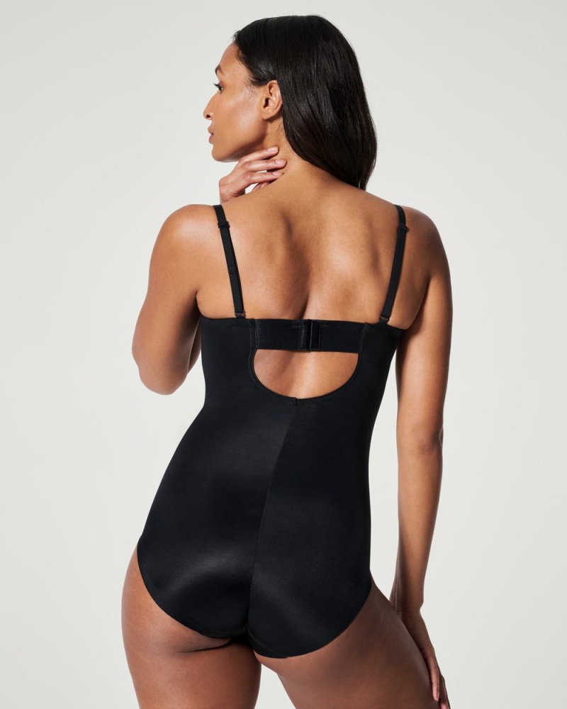 Spanx Suit Your Fancy Strapless Cupped Panty Bodysuits Black | 12658-CGWA