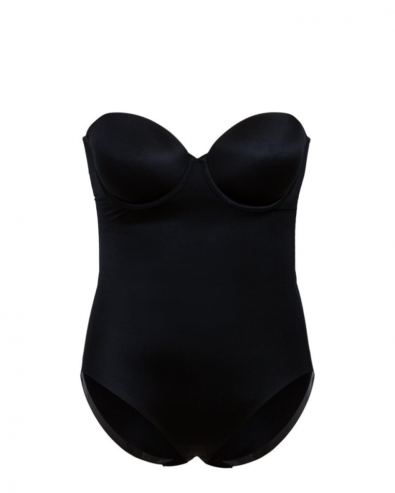 Spanx Suit Your Fancy Strapless Cupped Panty Bodysuits Black | 12658-CGWA