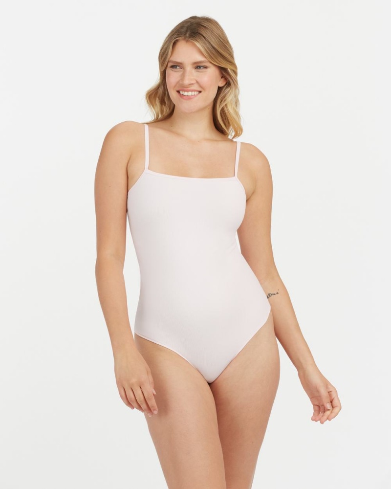 Spanx Suit Yourself Ribbed Cami Bodysuits Pink | 87560-UTXL