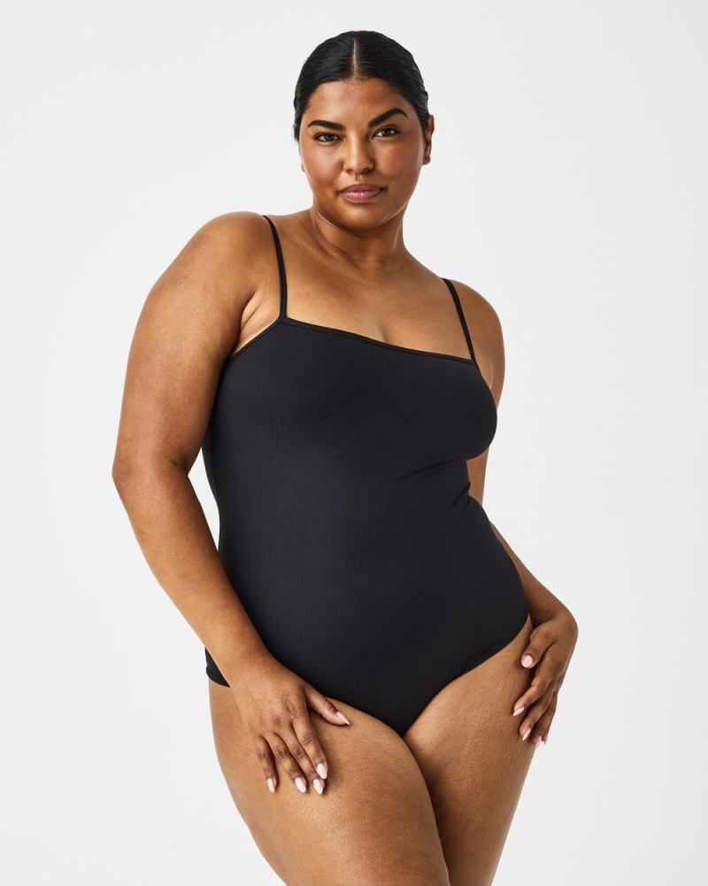 Spanx Suit Yourself Ribbed Cami Bodysuits Black | 86125-BAIK