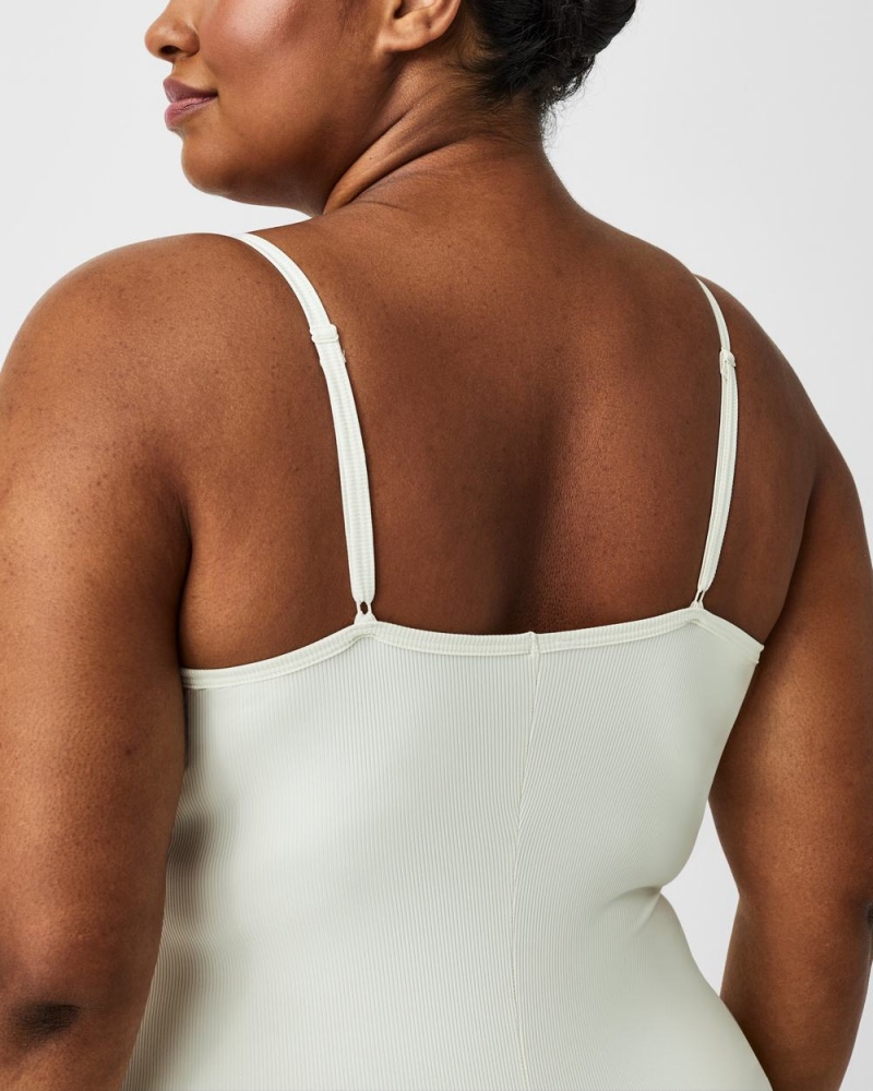 Spanx Suit Yourself Ribbed Cami Bodysuits White | 12645-AWUD