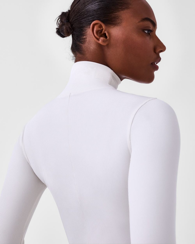 Spanx Suit Yourself Ribbed Long Sleeve Turtleneck Bodysuits White | 75612-AJDC