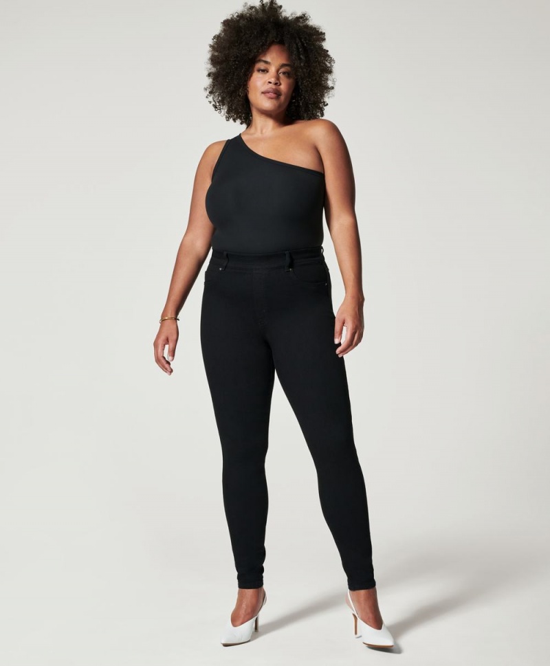 Spanx Suit Yourself Ribbed One Shoulder Bodysuits Black | 90714-ZSHW