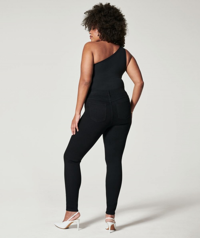 Spanx Suit Yourself Ribbed One Shoulder Bodysuits Black | 90714-ZSHW