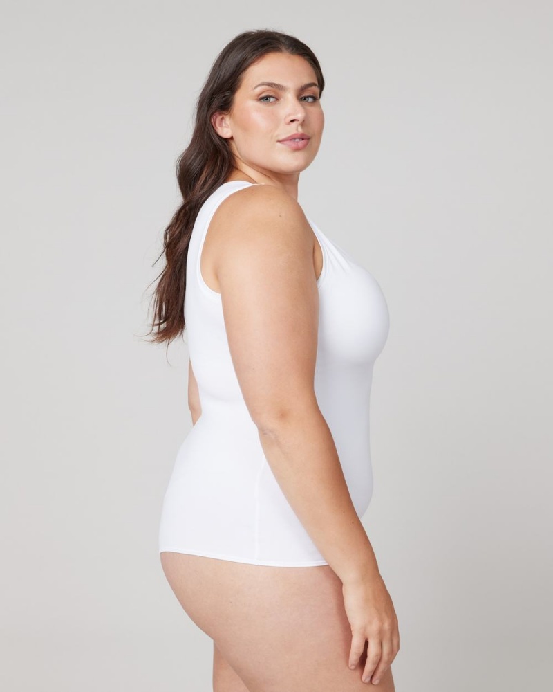 Spanx Suit Yourself V-Neck Tank Bodysuits White | 31750-EYJG