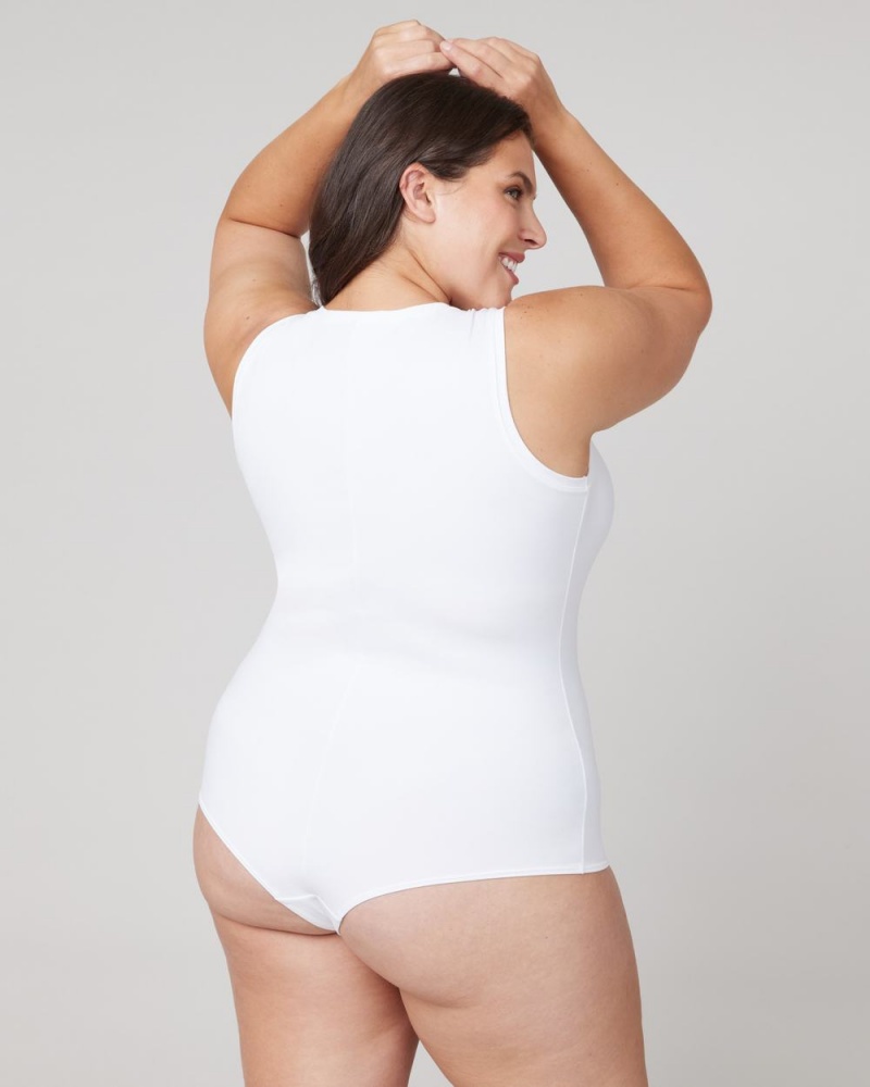 Spanx Suit Yourself V-Neck Tank Bodysuits White | 31750-EYJG