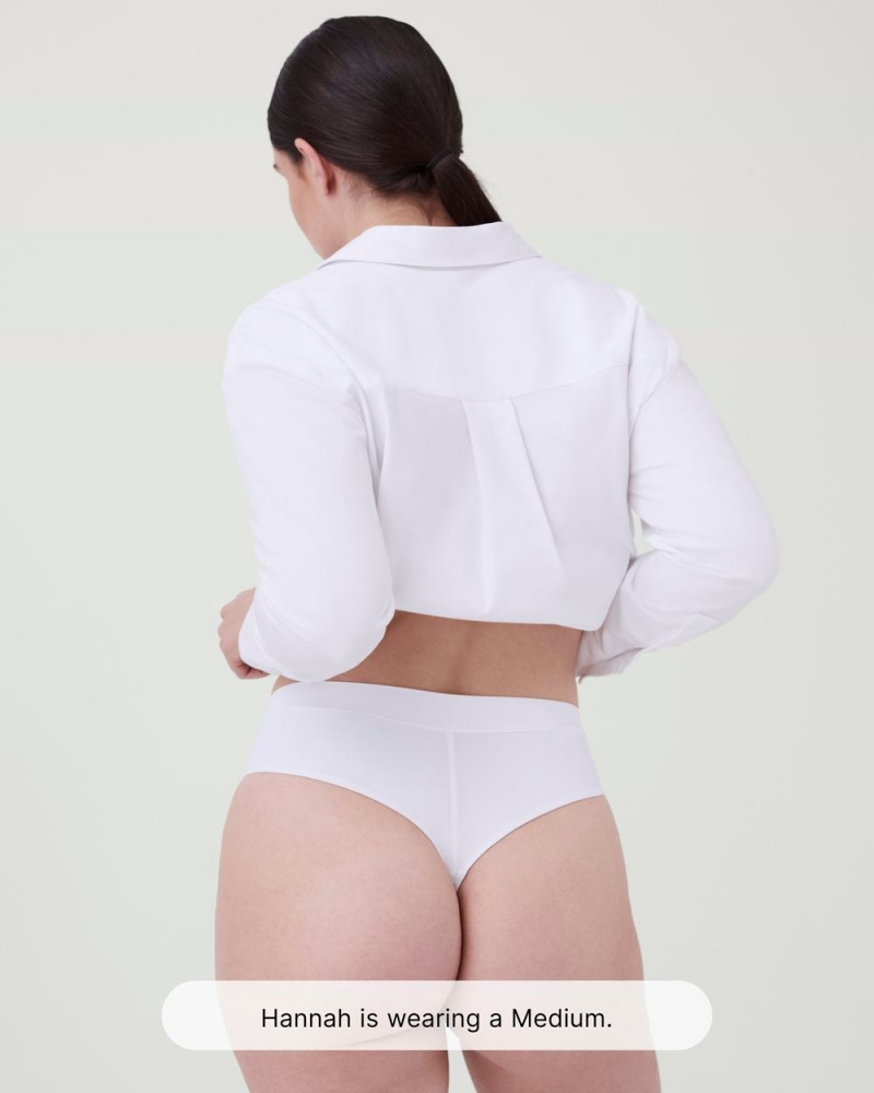 Spanx The Collared Long Sleeve Bodysuits White | 69312-HJXP