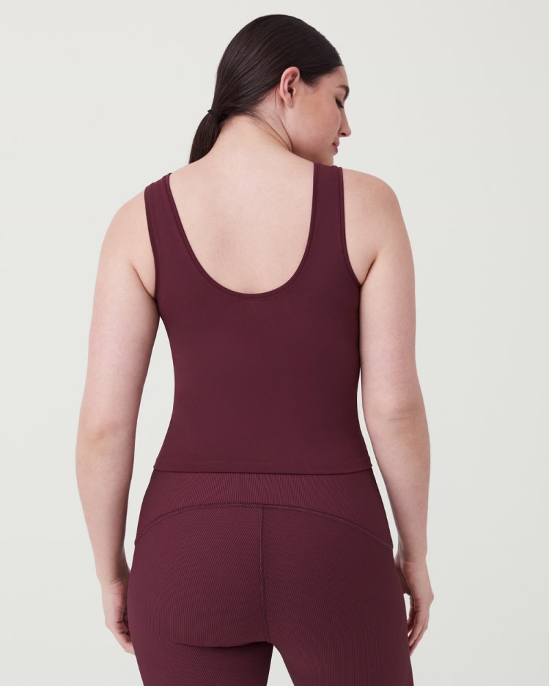 Spanx The Get Moving Fitted Tank Top Burgundy | 68217-JOBV