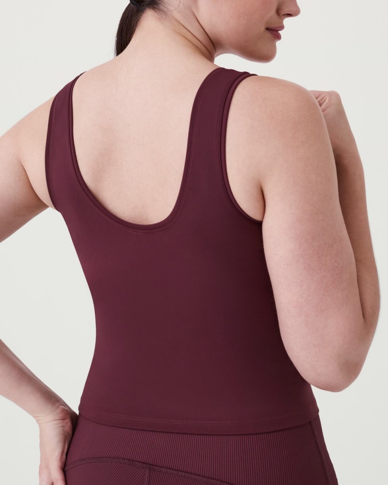 Spanx The Get Moving Fitted Tank Top Burgundy | 68217-JOBV