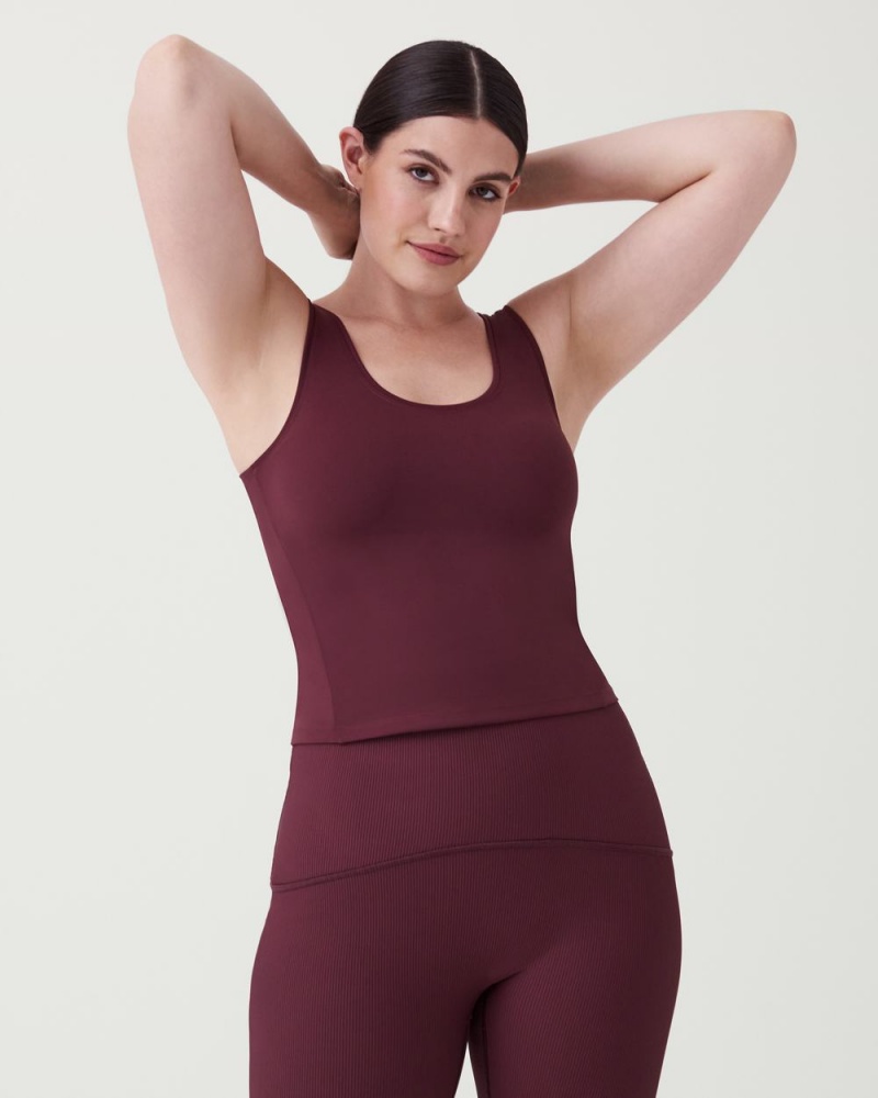 Spanx The Get Moving Fitted Tank Top Burgundy | 68217-JOBV