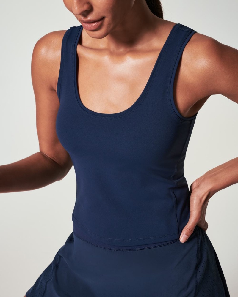 Spanx The Get Moving Fitted Tank Top Navy | 94812-NPFY