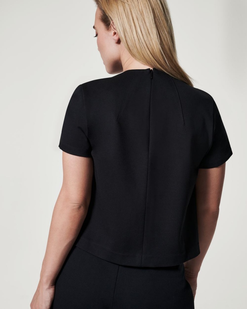 Spanx The Perfect Funnel Neck Tops Black | 16428-XIEQ