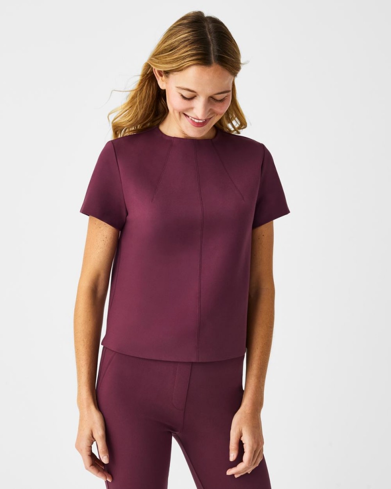 Spanx The Perfect Funnel Neck Tops Fuchsia | 74592-EVCD