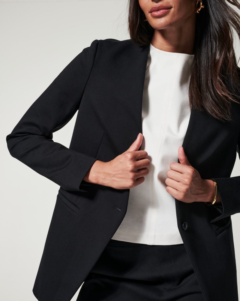 Spanx The Perfect Oversized Blazer Tops Black | 82395-OMAQ