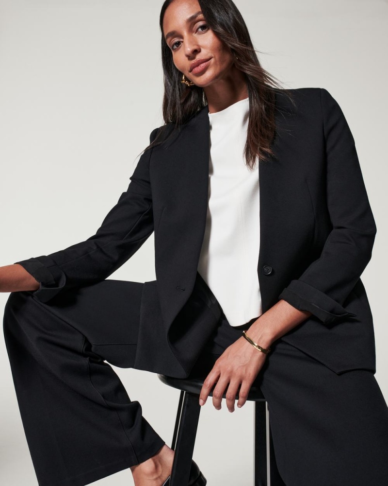 Spanx The Perfect Oversized Blazer Tops Black | 82395-OMAQ