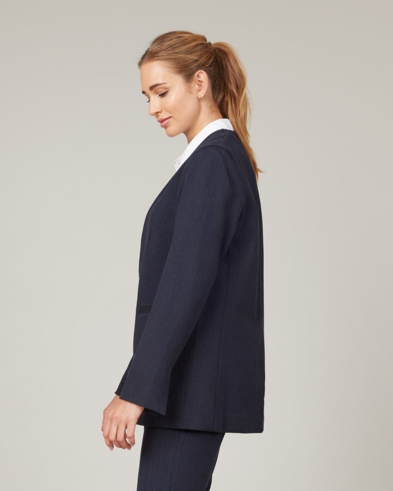 Spanx The Perfect Oversized Blazer Tops Navy / Grey | 15864-LDMN