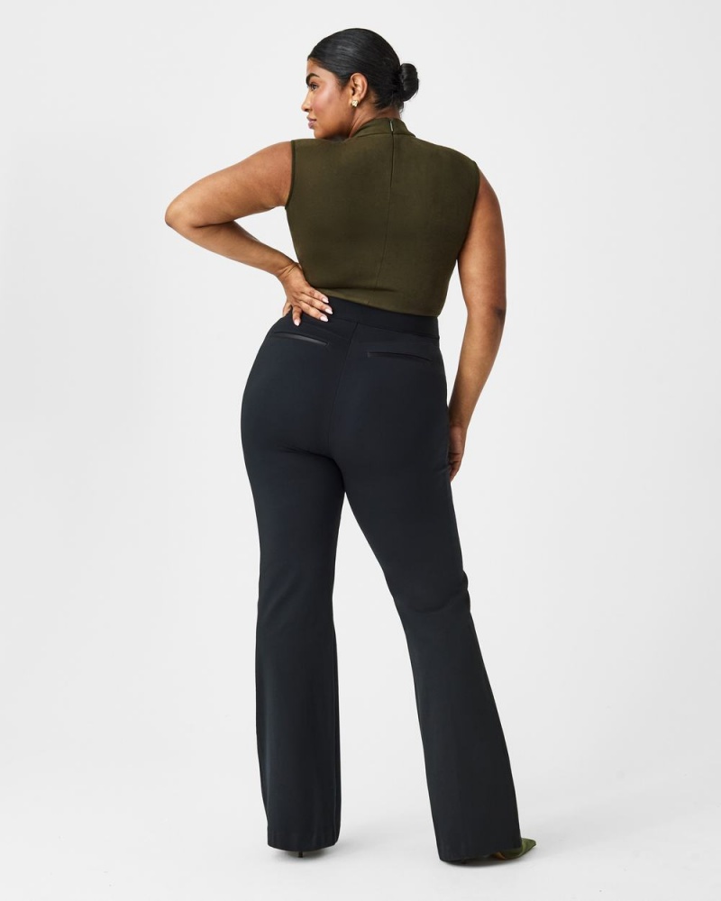 Spanx The Perfect Pant, Hi-Rise Flare in Houndstooth Jacquard Pants Black | 49576-RBJG