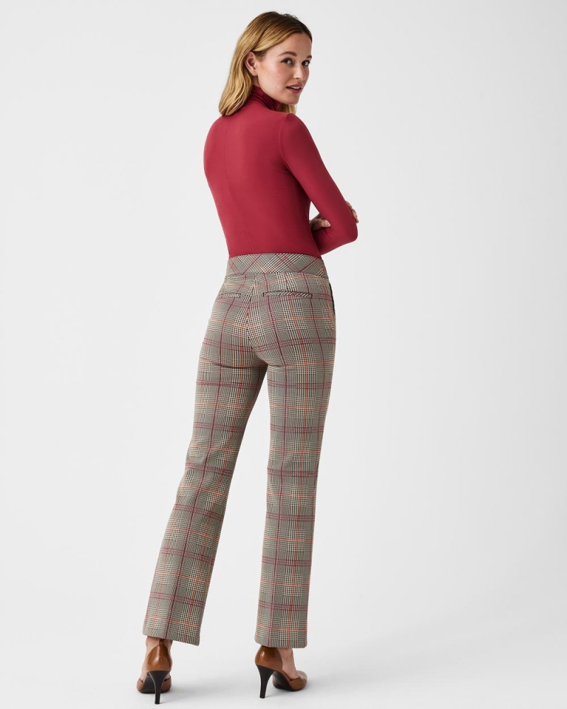 Spanx The Perfect Pant, Kick Flare in Orange Pop Plaid Jacquard Pants Orange | 82693-YPQC