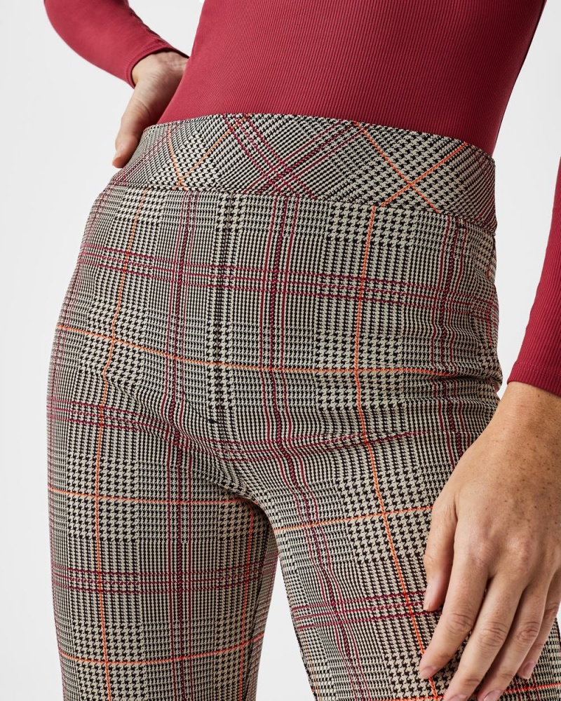 Spanx The Perfect Pant, Kick Flare in Orange Pop Plaid Jacquard Pants Orange | 82693-YPQC