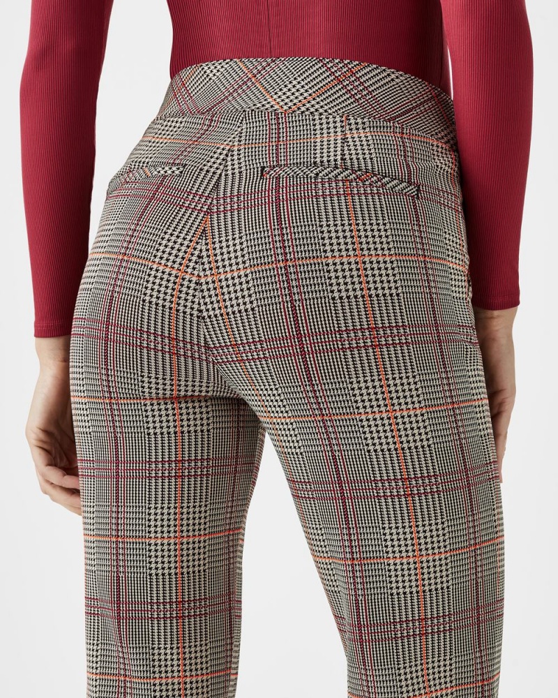 Spanx The Perfect Pant, Kick Flare in Orange Pop Plaid Jacquard Pants Orange | 82693-YPQC