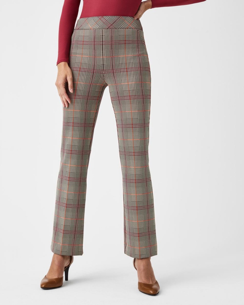 Spanx The Perfect Pant, Kick Flare in Orange Pop Plaid Jacquard Pants Orange | 82693-YPQC