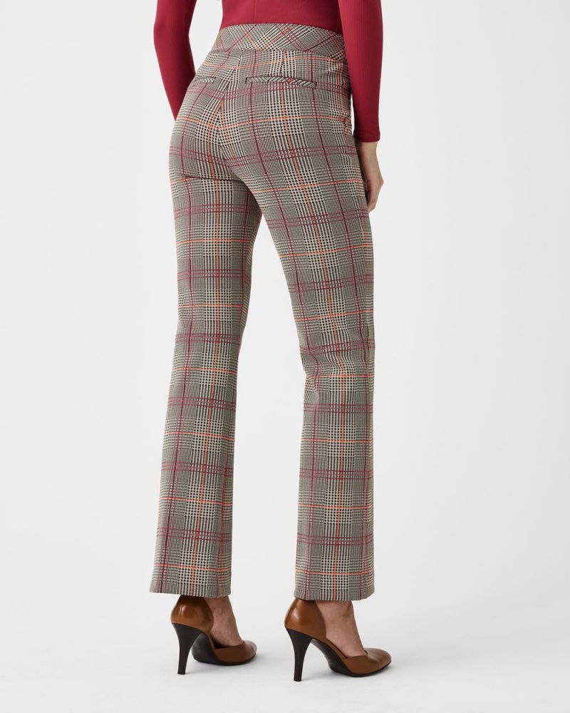 Spanx The Perfect Pant, Kick Flare in Orange Pop Plaid Jacquard Pants Orange | 82693-YPQC