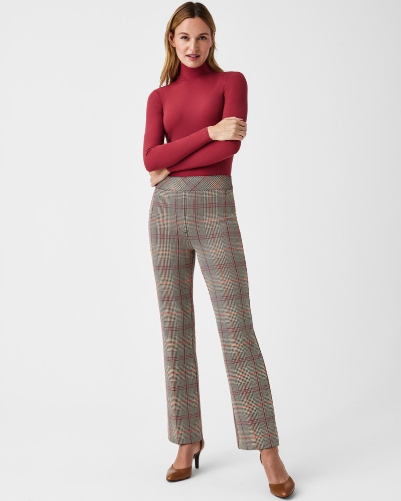 Spanx The Perfect Pant, Kick Flare in Orange Pop Plaid Jacquard Pants Orange | 82693-YPQC