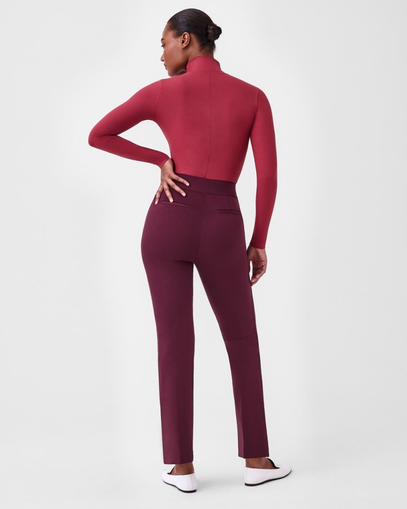 Spanx The Perfect Pant, Kick Flare in Orange Pop Plaid Jacquard Pants Fuchsia | 86912-FSHE