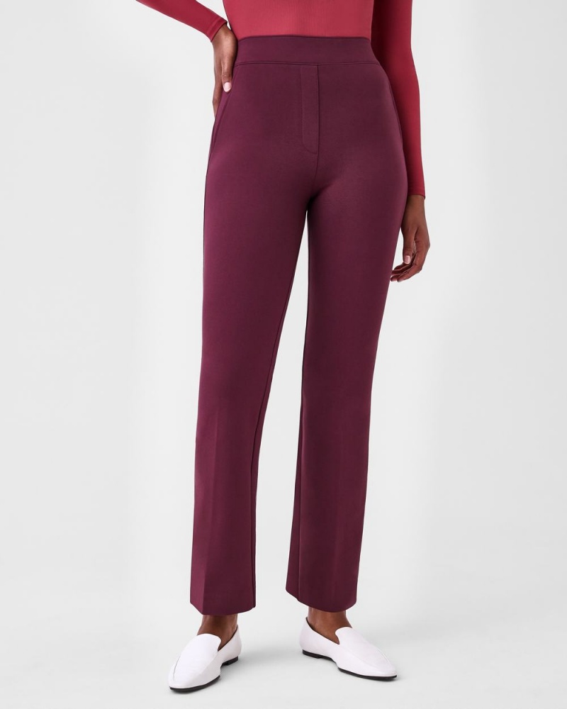 Spanx The Perfect Pant, Kick Flare in Orange Pop Plaid Jacquard Pants Fuchsia | 86912-FSHE